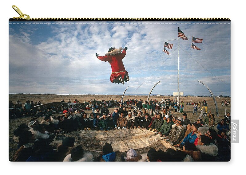 Alaska Zip Pouch featuring the photograph Point Hope Whaling Festival by Gordon Gahan