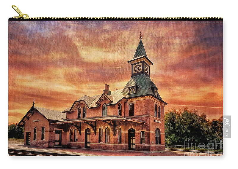 Point Of Rocks Train Station Zip Pouch featuring the photograph Point of Rocks Train Station by Lois Bryan