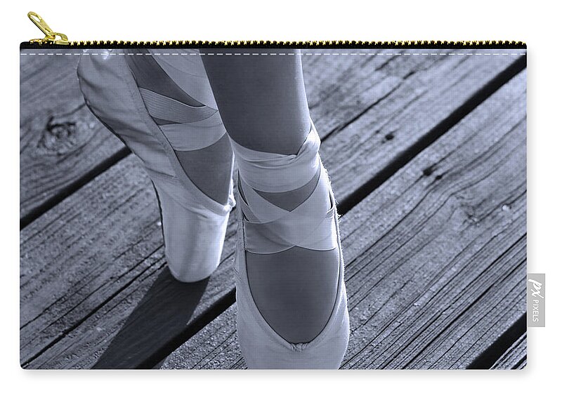 Pointe Shoes Zip Pouch featuring the photograph Pointe Shoes Bw by Laura Fasulo