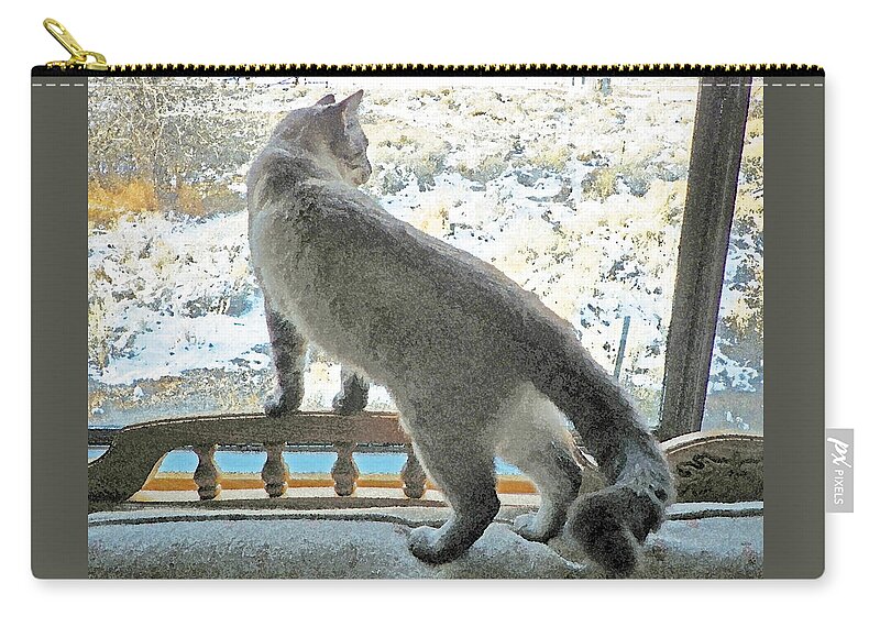 Expressive Zip Pouch featuring the photograph Pawli Surveys his Domain by Lenore Senior