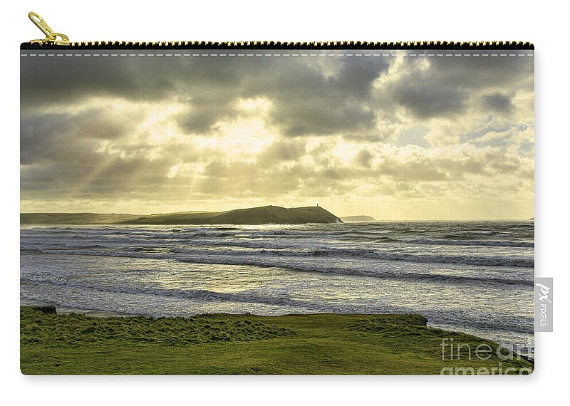 Cornish Canvas Zip Pouch featuring the photograph Polzeath Sunrays by Chris Thaxter