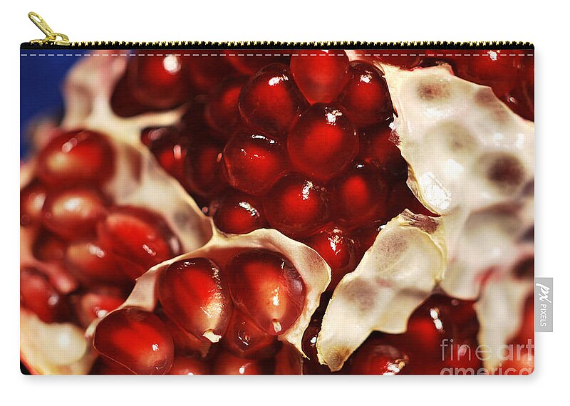 Fruit Zip Pouch featuring the photograph Pomegranate Seeds by Nancy Mueller