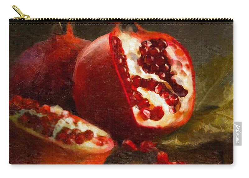 Pomegranates Zip Pouch featuring the painting Pomegranates 2014 by Robert Papp