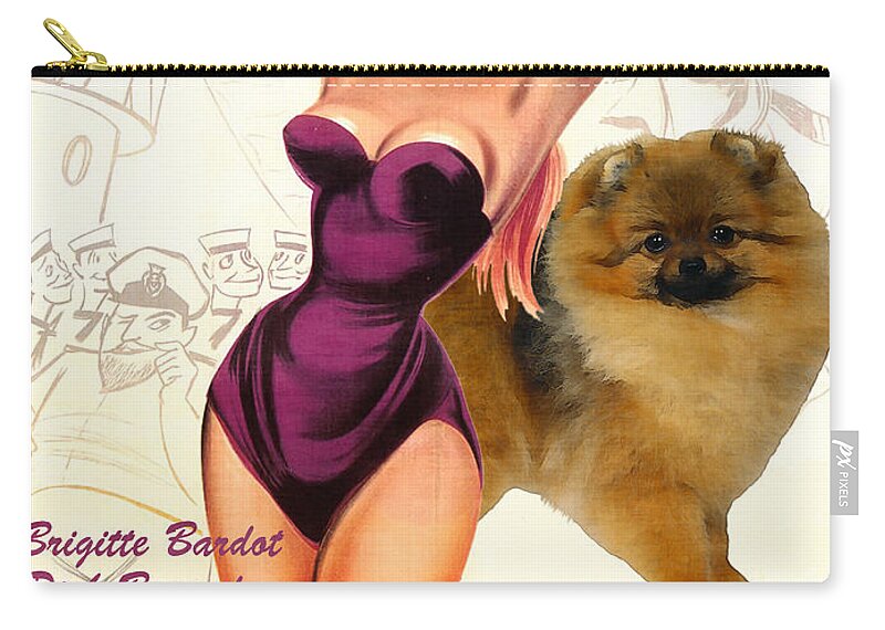 Pomeranian Zip Pouch featuring the painting Pomeranian Art Canvas Print - Doctor at Sea Movie Poster by Sandra Sij