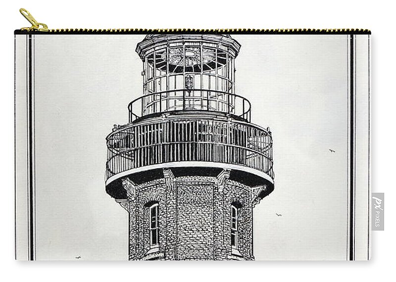 Ponce De Leon Inlet Lighthouse Carry-all Pouch featuring the drawing Ponce De Leon Inlet Lighthouse by Ira Shander