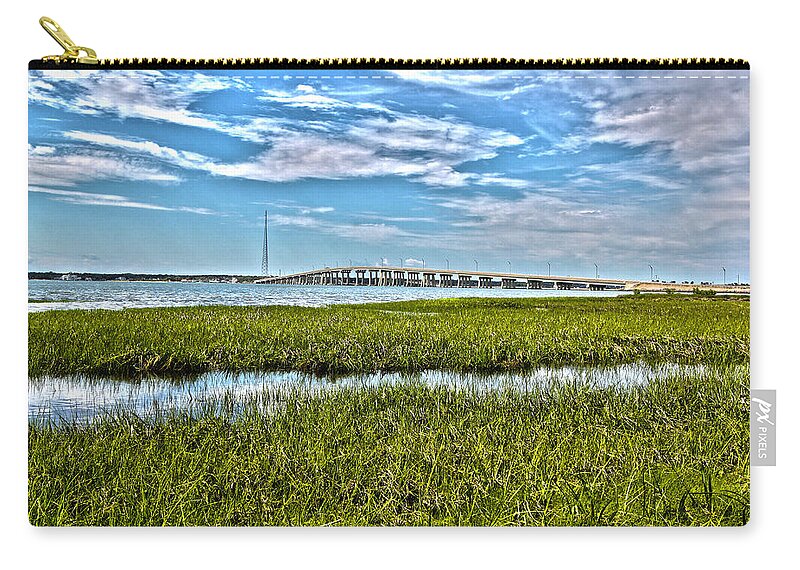 Ponquogue Zip Pouch featuring the photograph Ponquogue Bridge by Robert Seifert