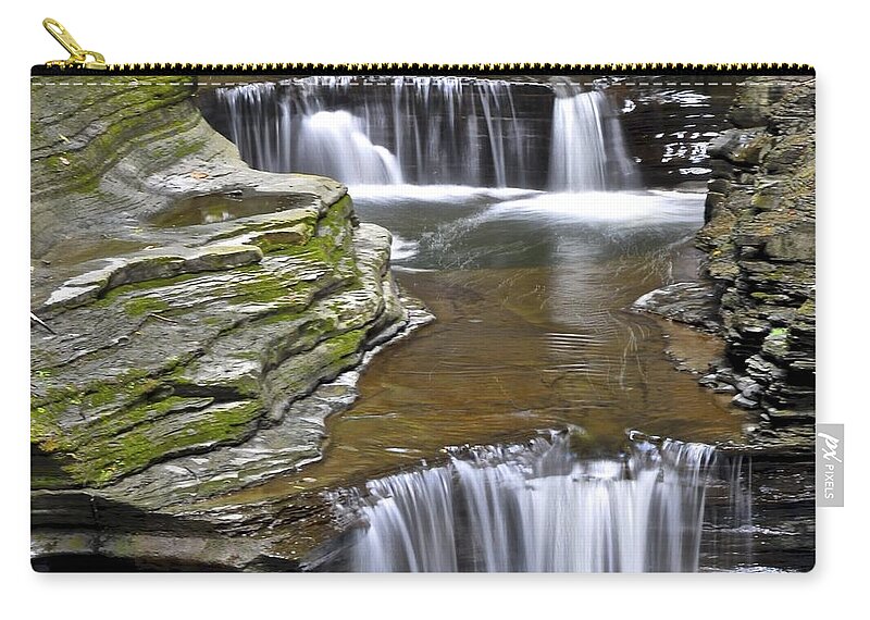 Green Zip Pouch featuring the photograph Pools of Green by Frozen in Time Fine Art Photography