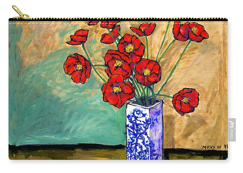 Flowers Zip Pouch featuring the painting Poppies In A Vase by Dale Moses