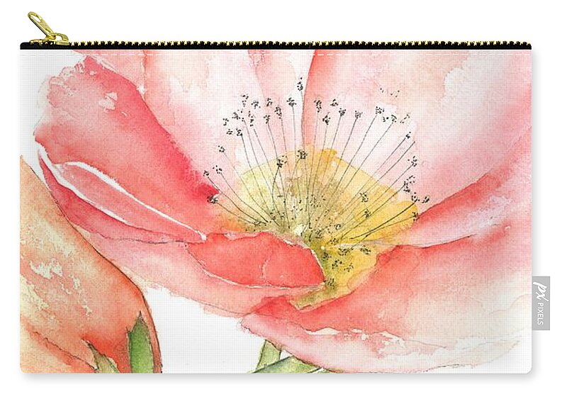 Owl Zip Pouch featuring the painting Poppy Bloom by Sherry Harradence
