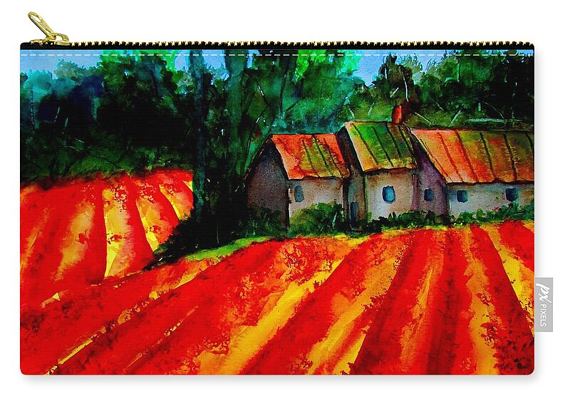 Poppies Zip Pouch featuring the painting Poppy Field SOLD by Lil Taylor