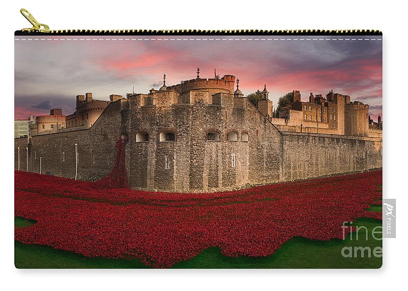 Poppies Zip Pouch featuring the digital art Poppy Sea by Airpower Art