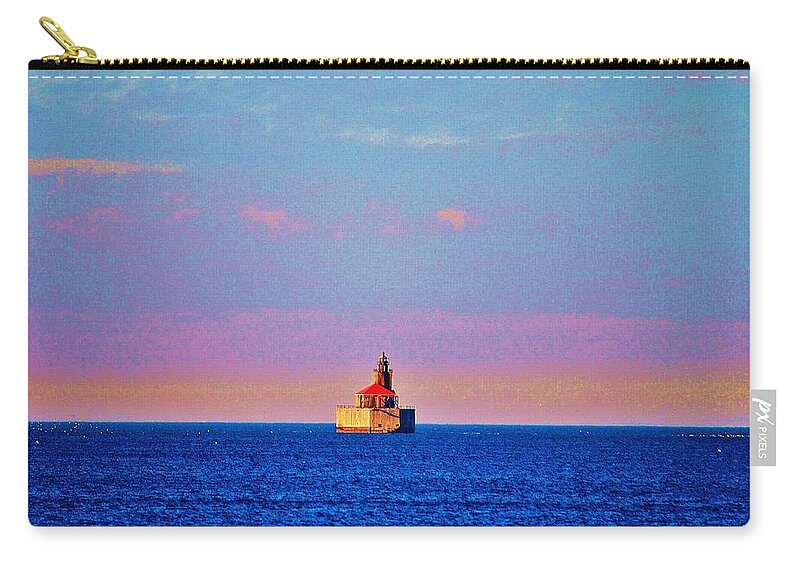 Lighthouse Zip Pouch featuring the photograph Port Austin Reef Light by Daniel Thompson