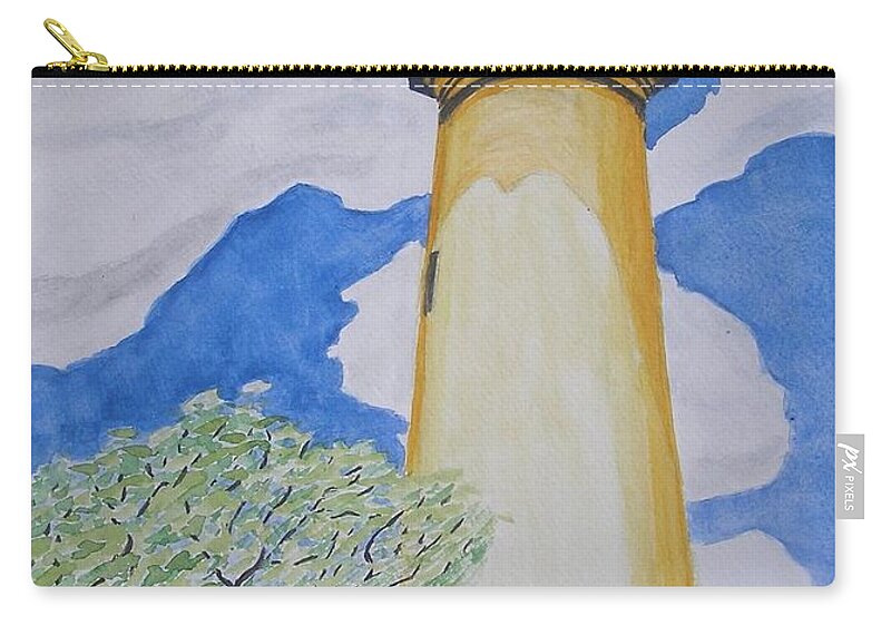 Watercolor Zip Pouch featuring the painting Port Isabel Lighthouse by Vera Smith