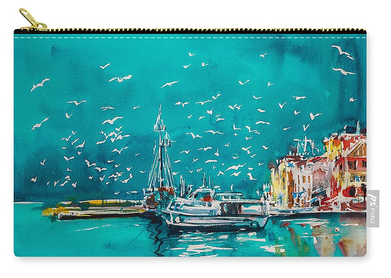 Port Zip Pouch featuring the painting Port by Kovacs Anna Brigitta