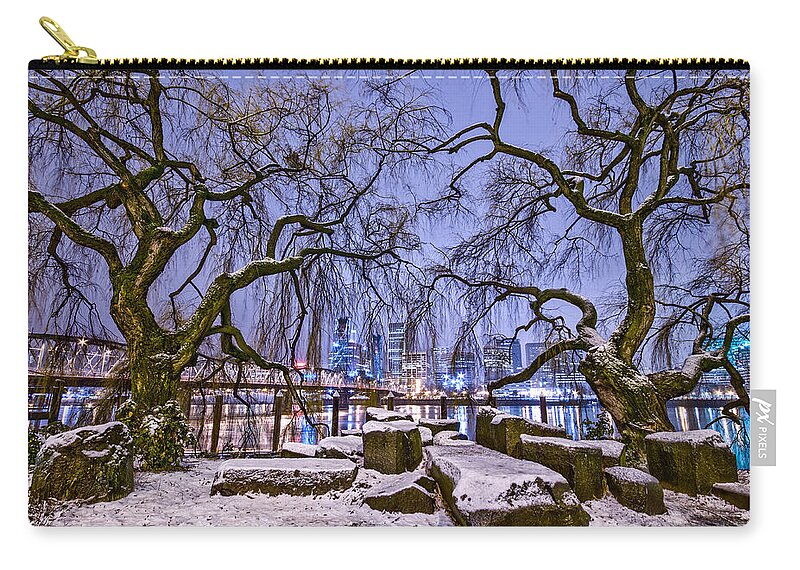  River Zip Pouch featuring the photograph Portland Twin Trees by Darren White