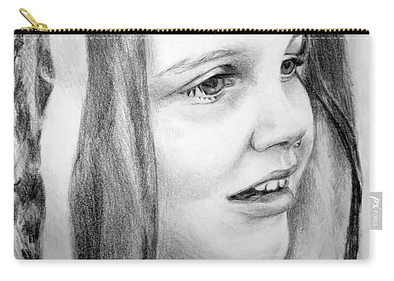 Charcoal Zip Pouch featuring the drawing Portrait of Amy by Elaine Berger