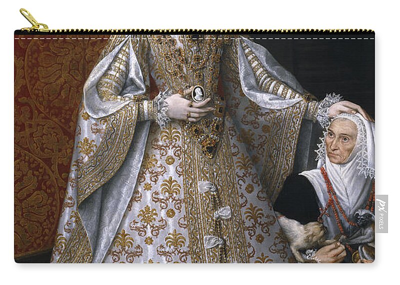 Alonso Sanchez Coello Zip Pouch featuring the painting Portrait of Isabel Clara Eugenia and Magdalena Ruiz by Alonso Sanchez Coello