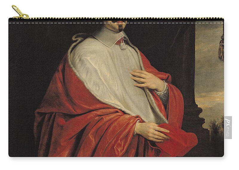 Male Zip Pouch featuring the painting Portrait Of Jules Mazarin by Philippe de Champaigne