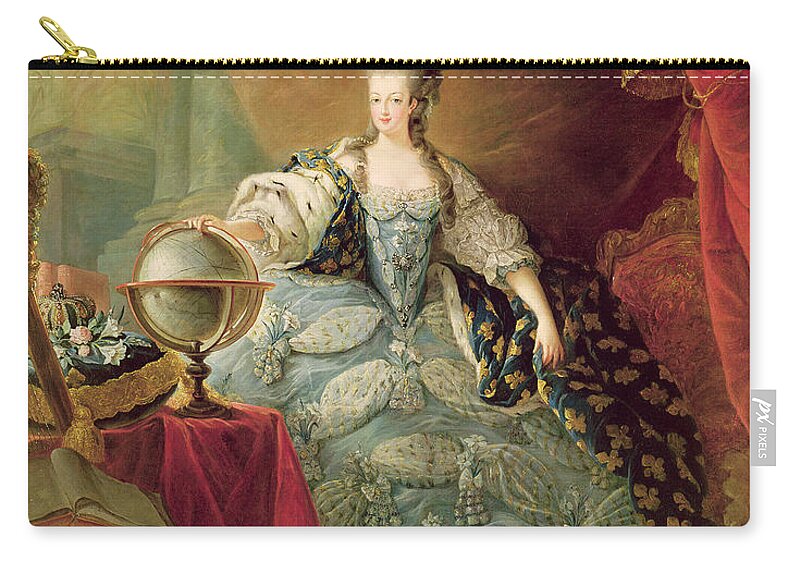 Lorraine Habsbourg Zip Pouch featuring the painting Portrait of Marie Antoinette Queen of France by Jean-Baptise Andre Gautier DAgoty