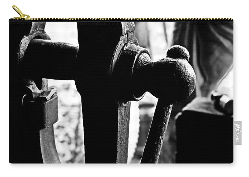 Blacksmithing Zip Pouch featuring the photograph Post Vice by Daniel Reed