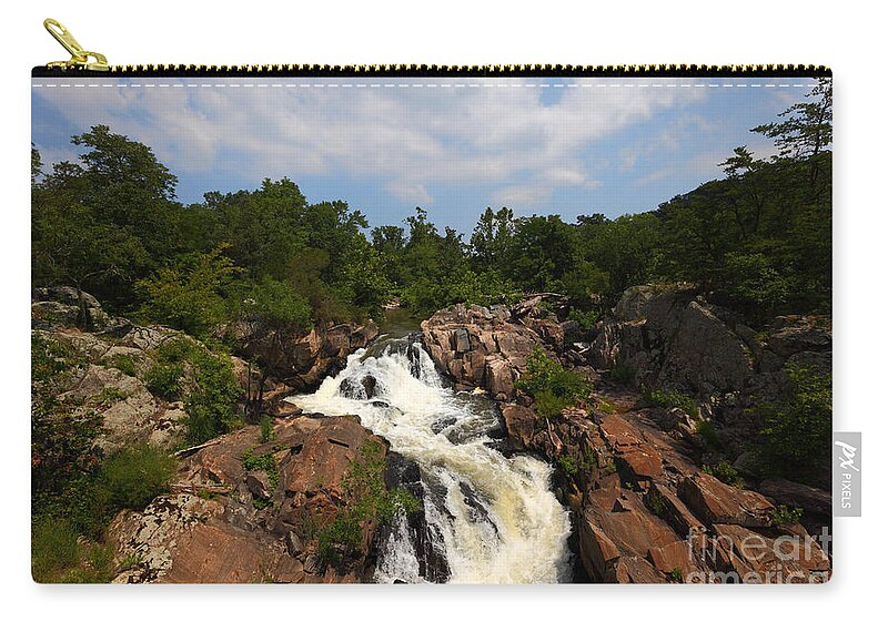 Great Falls Zip Pouch featuring the photograph Potomac River Great Falls by James Brunker