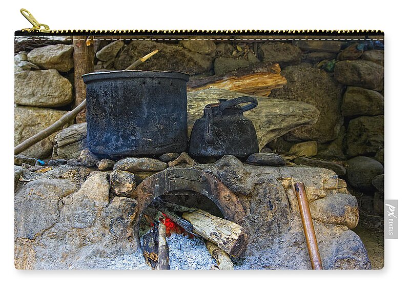 Pots Zip Pouch featuring the photograph Pots on the stove by Alexey Stiop