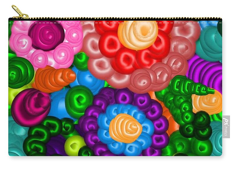 Abstract Zip Pouch featuring the digital art Pow by Christine Fournier