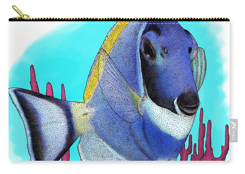 Powder Blue Tang Zip Pouch featuring the photograph Powder Blue Tang by Roger Hall
