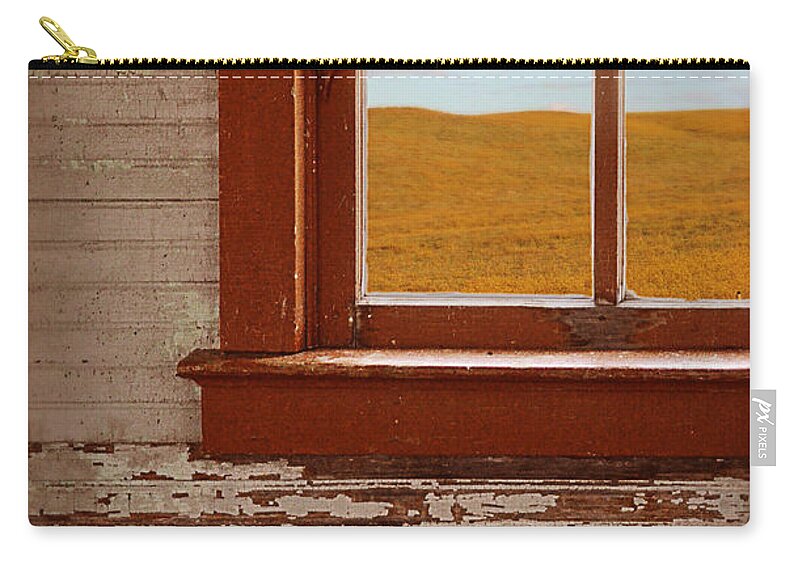 Window Zip Pouch featuring the photograph Prairie View Out Window by Jill Battaglia