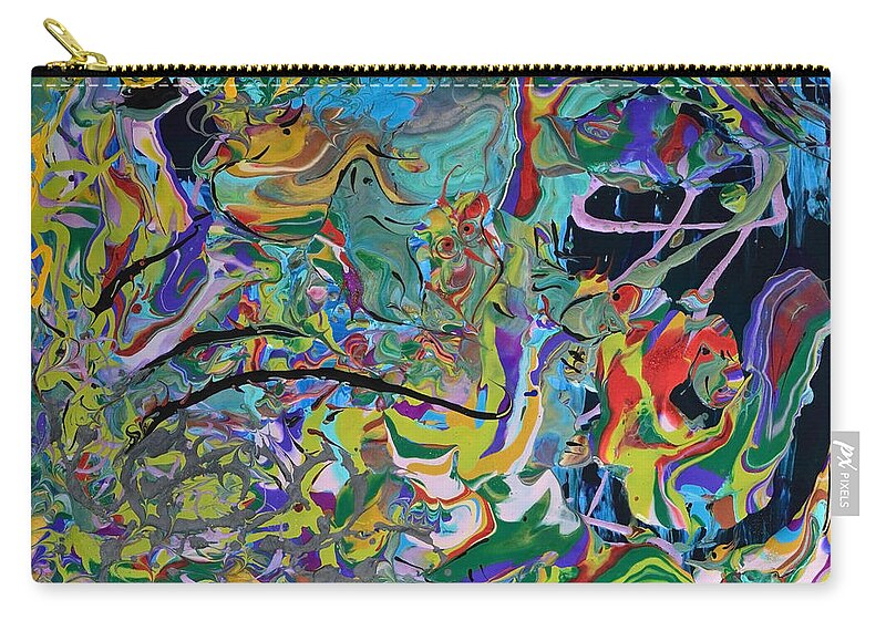 Tropics Zip Pouch featuring the painting Prehistoric Tropics by Donna Blackhall
