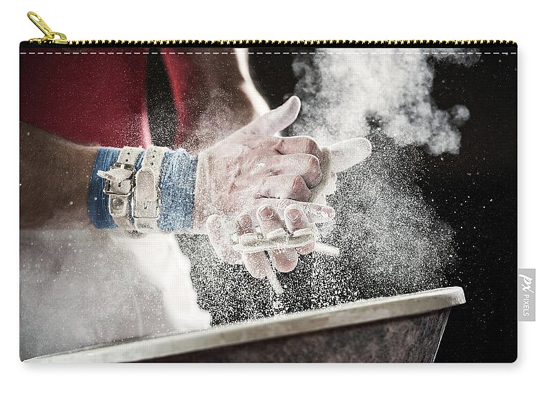 Human Arm Zip Pouch featuring the photograph Preparation For Gymnastic Bars by Skynesher