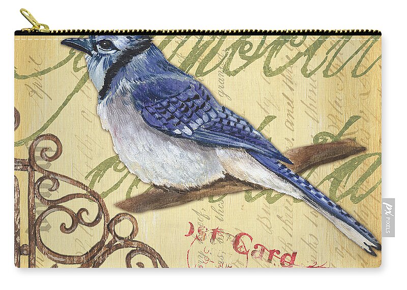 Blue Jay Zip Pouch featuring the painting Pretty Bird 4 by Debbie DeWitt