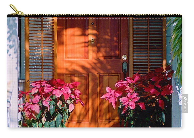 House Zip Pouch featuring the photograph Pretty House Door in Key West by Susanne Van Hulst