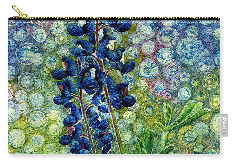 Bluebonnet Zip Pouch featuring the painting Pretty in Blue by Hailey E Herrera