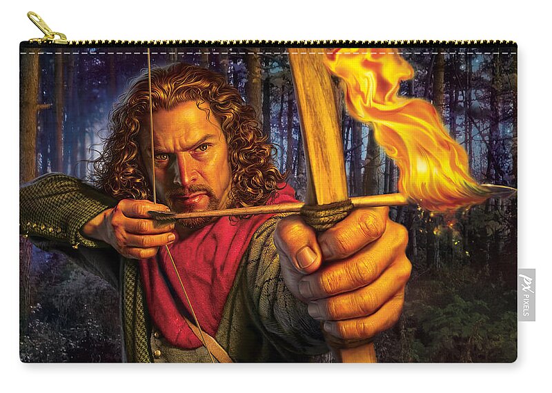 Robin Hood Carry-all Pouch featuring the digital art Prince of Thieves by Mark Fredrickson