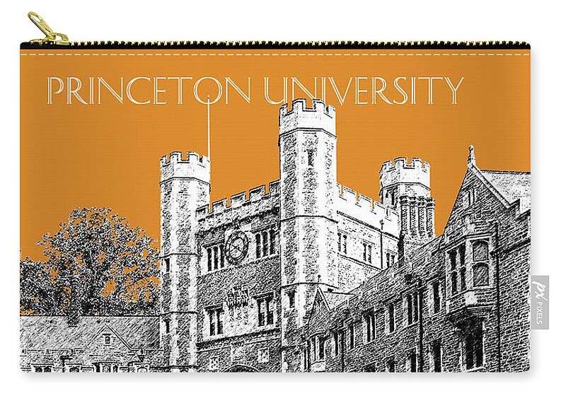 University Zip Pouch featuring the digital art Princeton University - Dark Orange by DB Artist