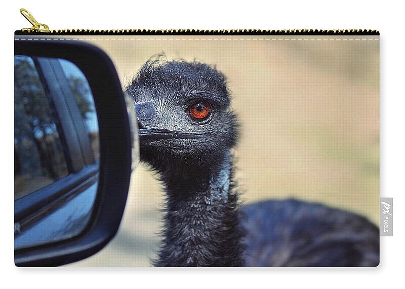 Emu Zip Pouch featuring the photograph Proceed with Caution by Melanie Lankford Photography