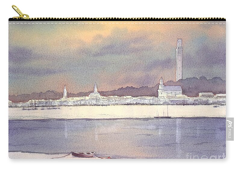 Provincetown Zip Pouch featuring the painting Provincetown Evening Lights by Bill Holkham