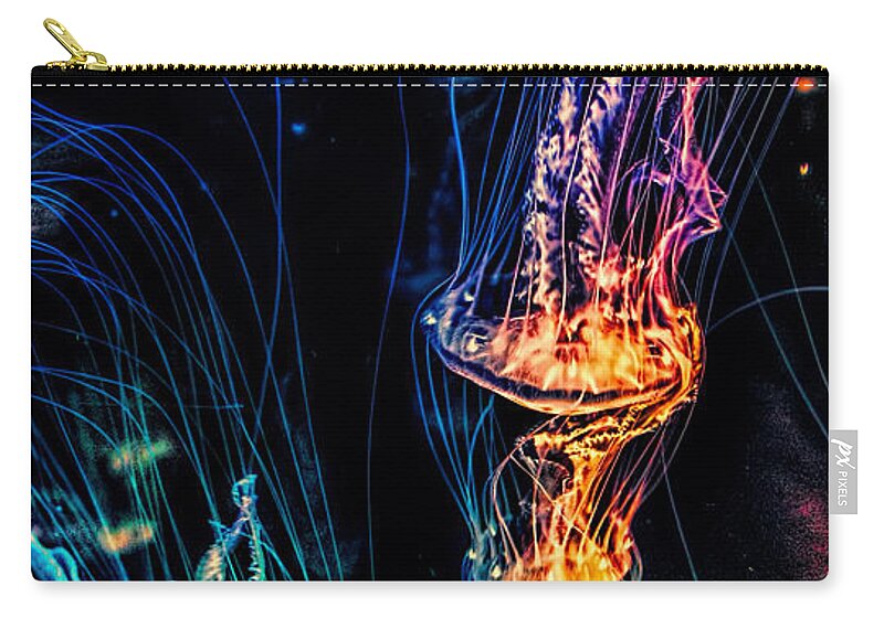 Jellyfish Zip Pouch featuring the photograph Psychedelic Cnidaria by Olga Hamilton