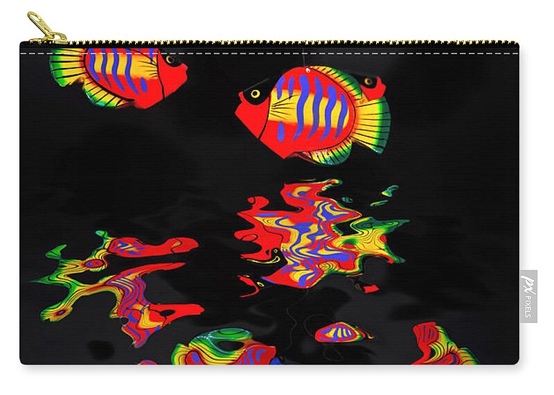 Photography Zip Pouch featuring the photograph Psychedelic Flying Fish with Psychedelic Reflections by Kaye Menner