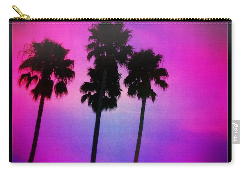 Palm Trees Zip Pouch featuring the photograph Psychedelic Palms by Denise Railey