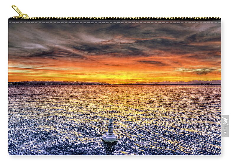 Sunset Zip Pouch featuring the photograph Puget Sound Sunset by Spencer McDonald