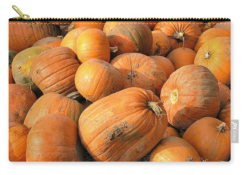 Pumpkin Zip Pouch featuring the digital art Pumpkins by Ron Harpham