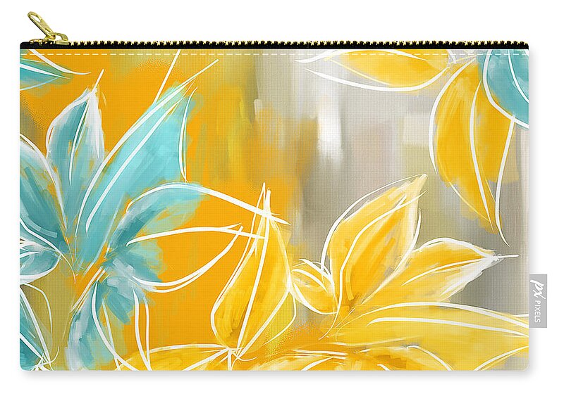 Yellow Zip Pouch featuring the painting Pure Radiance by Lourry Legarde