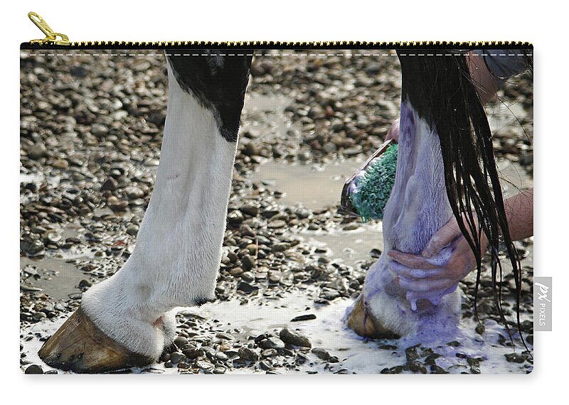 Horse Zip Pouch featuring the photograph Purple and Green equals White by Carol Lynn Coronios