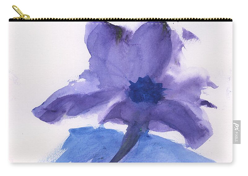 Purple Flower Zip Pouch featuring the painting Purple Flower by Frank Bright