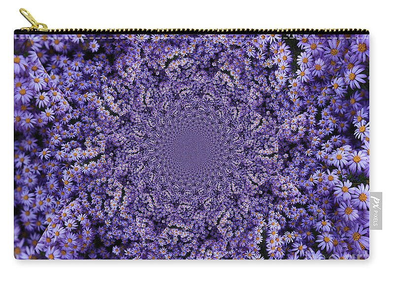 Kaleidoscope Zip Pouch featuring the photograph Purple Flowers Kaleidoscope by Carol Groenen
