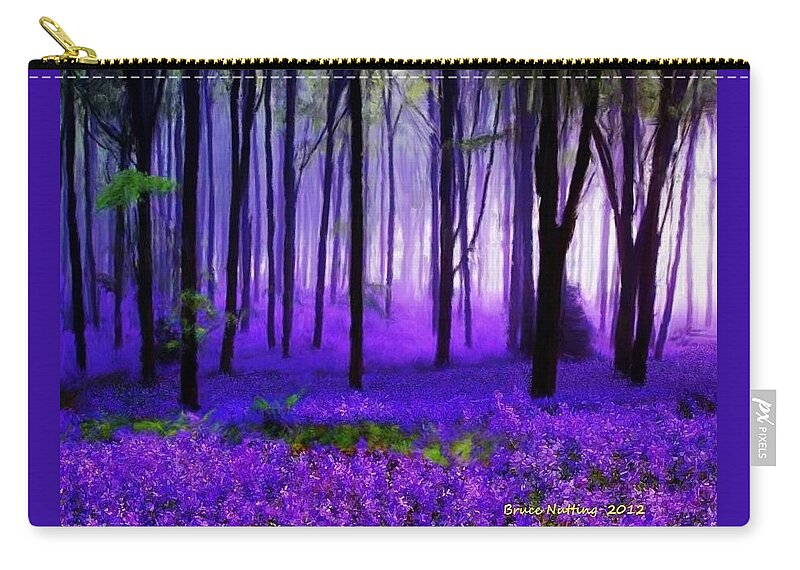 Tree Zip Pouch featuring the painting Purple Forest by Bruce Nutting