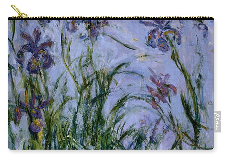 Purple Zip Pouch featuring the painting Purple Irises by Claude Monet