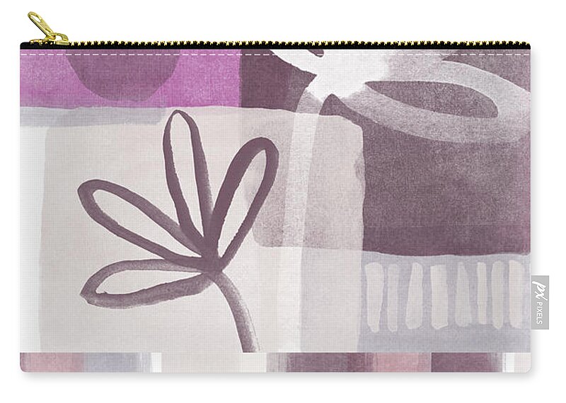 Hope Zip Pouch featuring the mixed media Purple Patchwork- contemporary art by Linda Woods